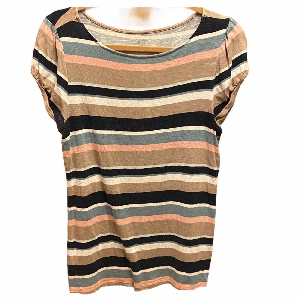LOFT Stripe Fall Blouse/Shirt Medium